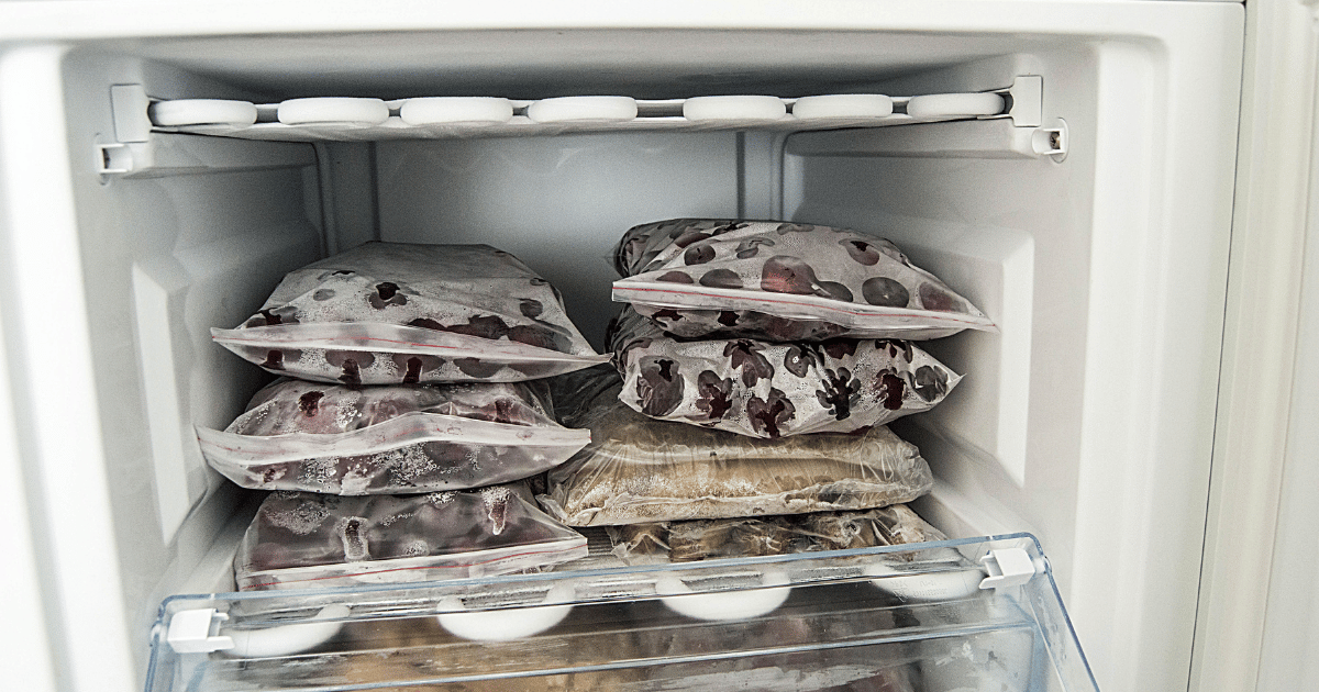 Frozen food in bags in the freezer Flash Freeze