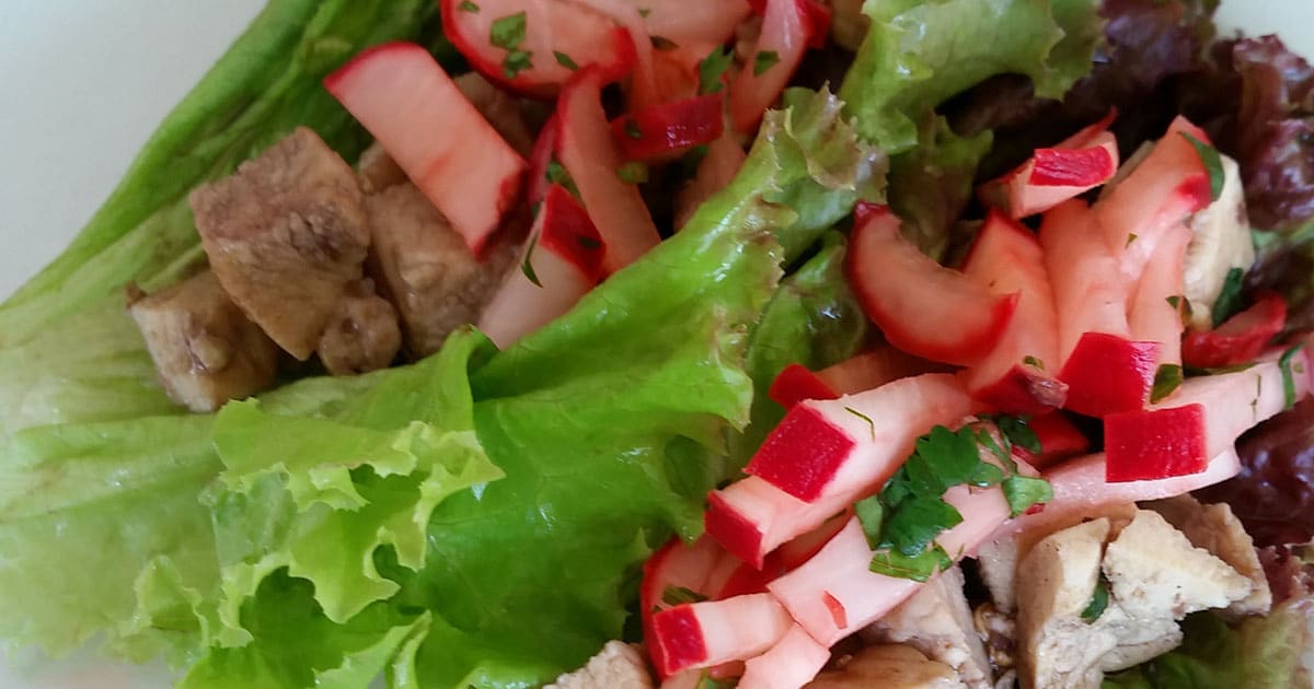 Lettuce wrap tacos with radish slaw