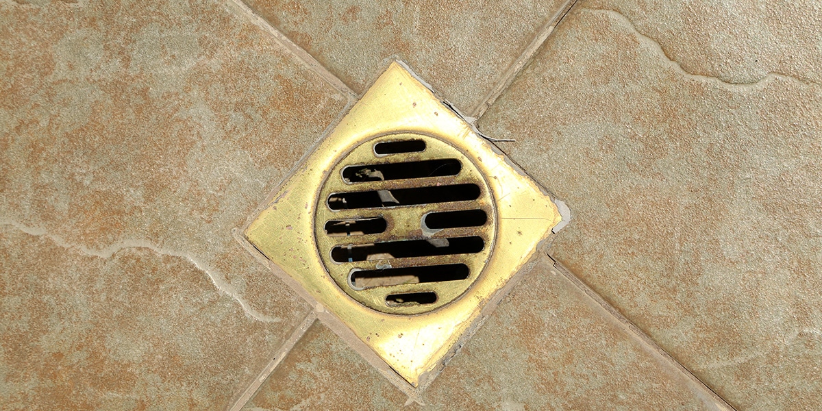 Drain in tile floor