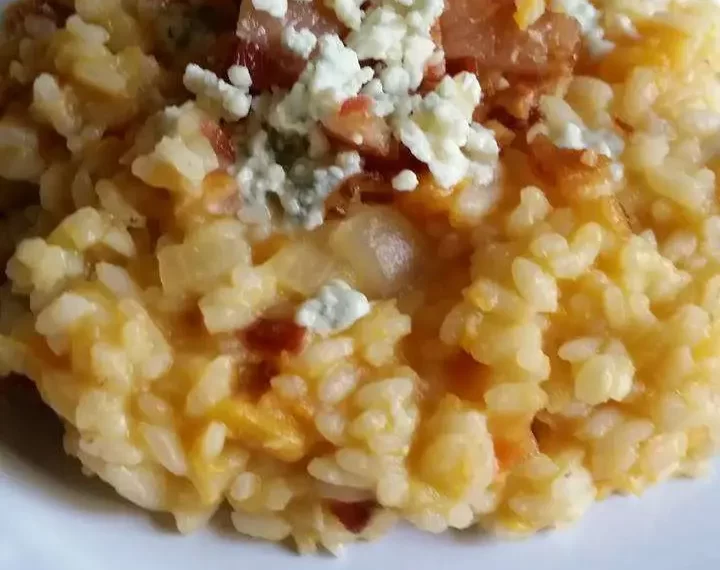 Sweet Potato Risotto with Bacon and Blue Cheese