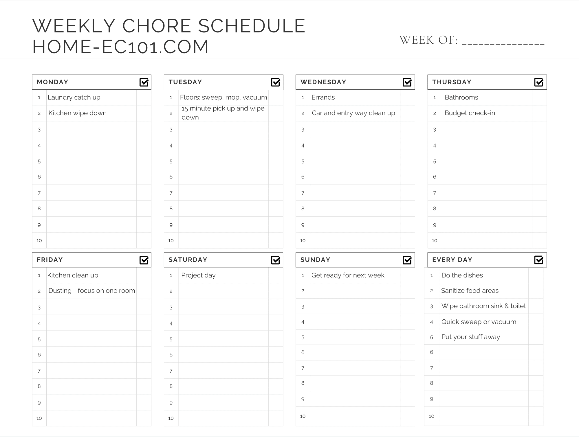 Family Chore Charts (Free Printable Templates)