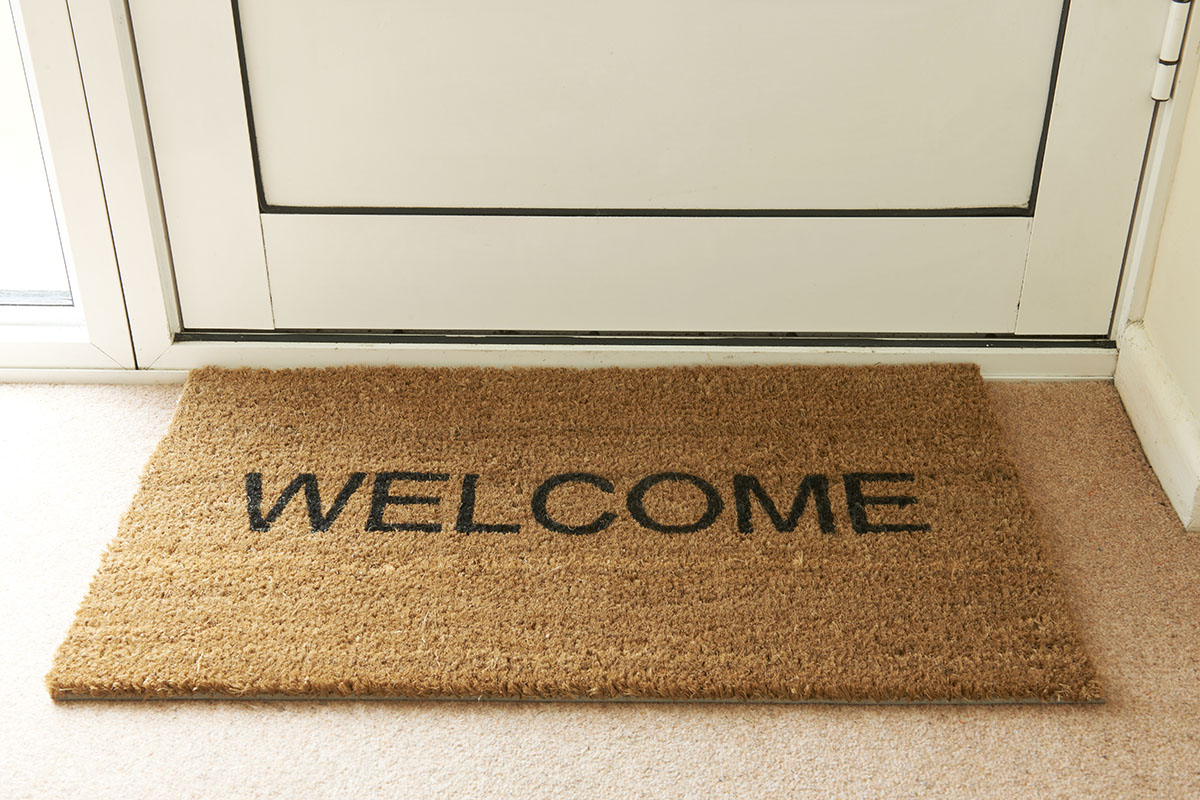 Welcome mat and front door